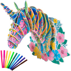 Hautton 3D coloring puzzle box with pens for creative play