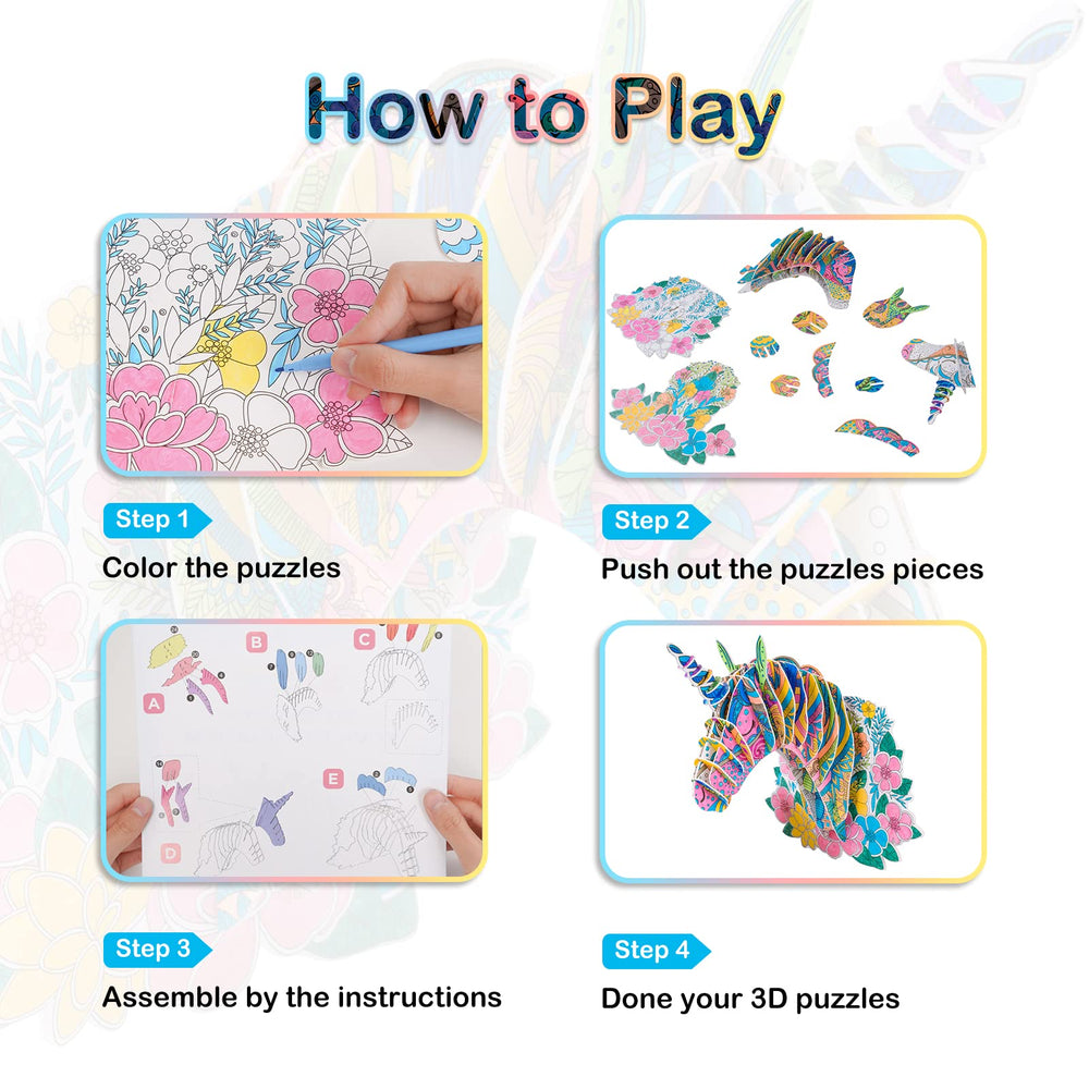 Hautton 3D coloring puzzle pens displayed with colors for creativity