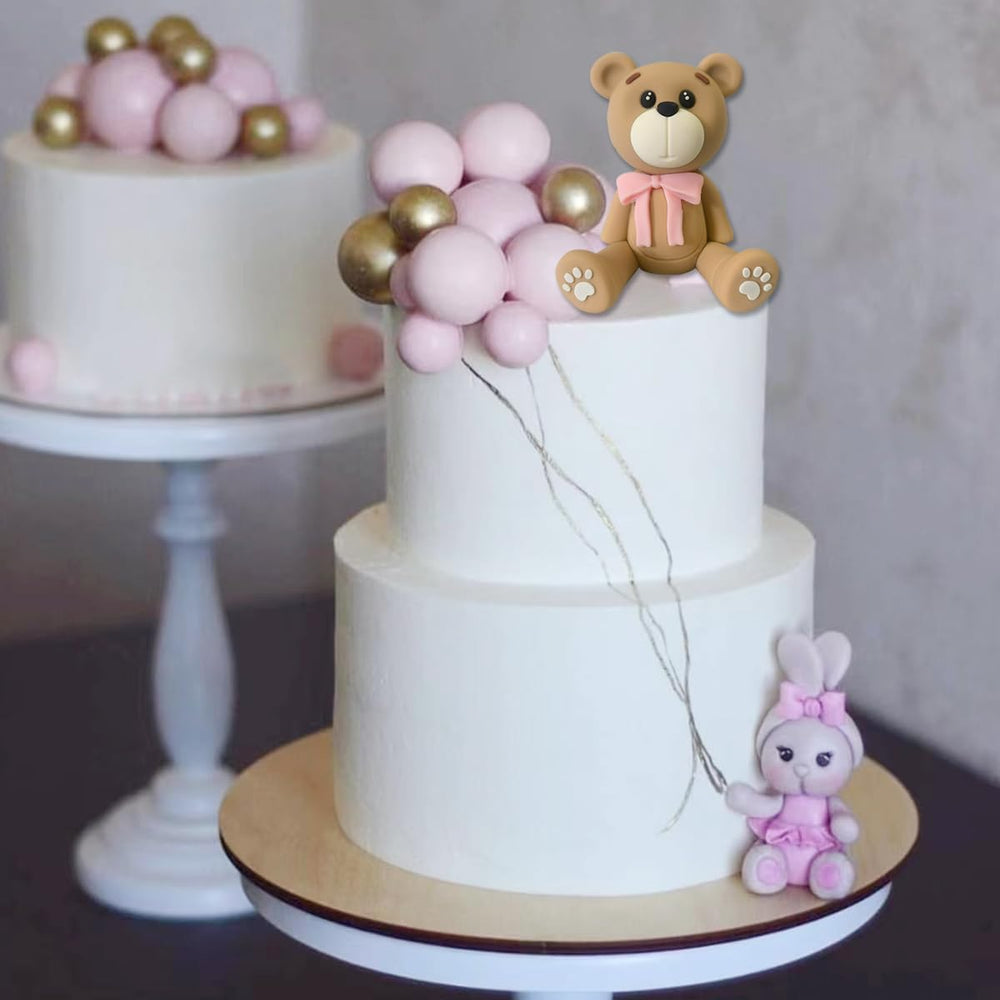 HAVAGDTM pink bear topper, ready-to-use topper for birthday desserts.