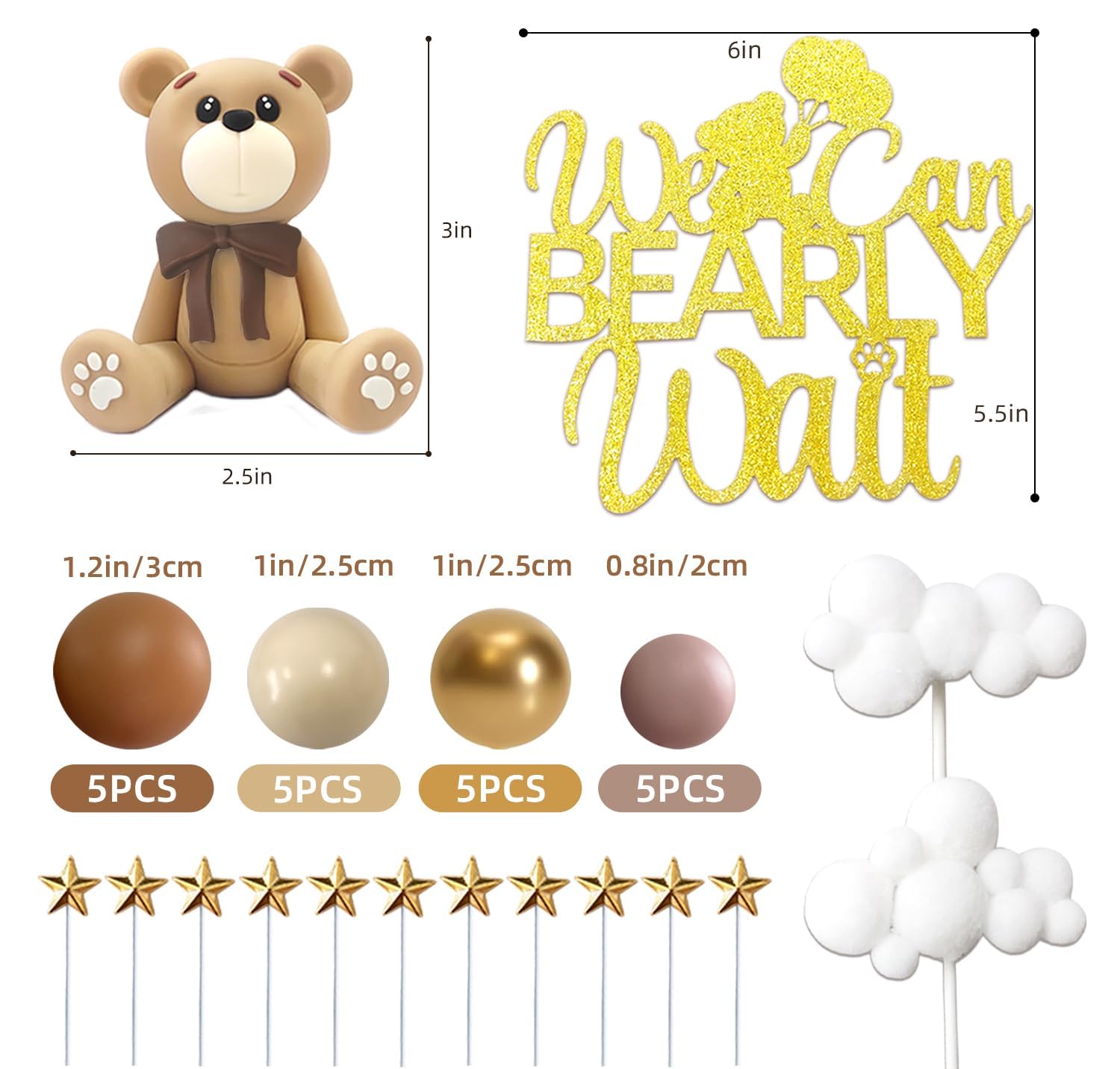 HAVAGDTM ball-toppers offer varied sizes for versatile bear-themed cake accents.