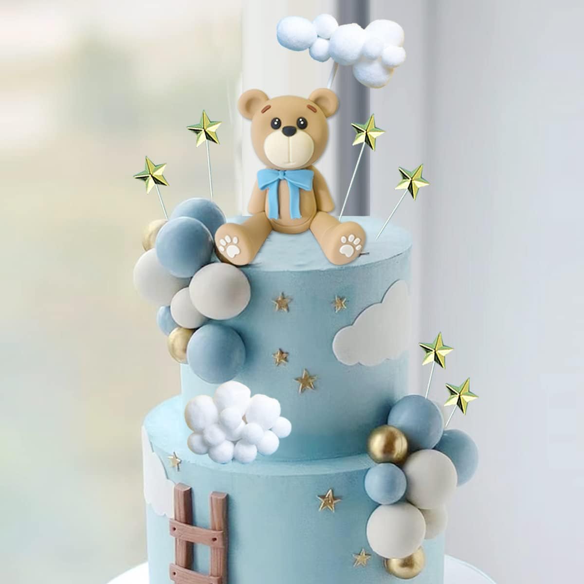 HAVAGDTM bear cake topper creates a cute centerpiece for birthdays and baby showers.