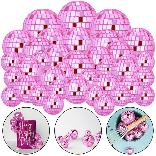 HAVAGDTM pink disco ball cake topper 0.79in adds retro sparkle to cakes.