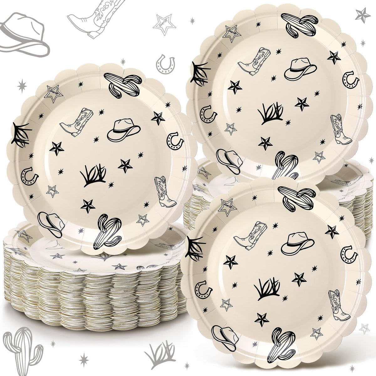 Havawish cowboy plate hat-pattern adds Western charm to your party table.