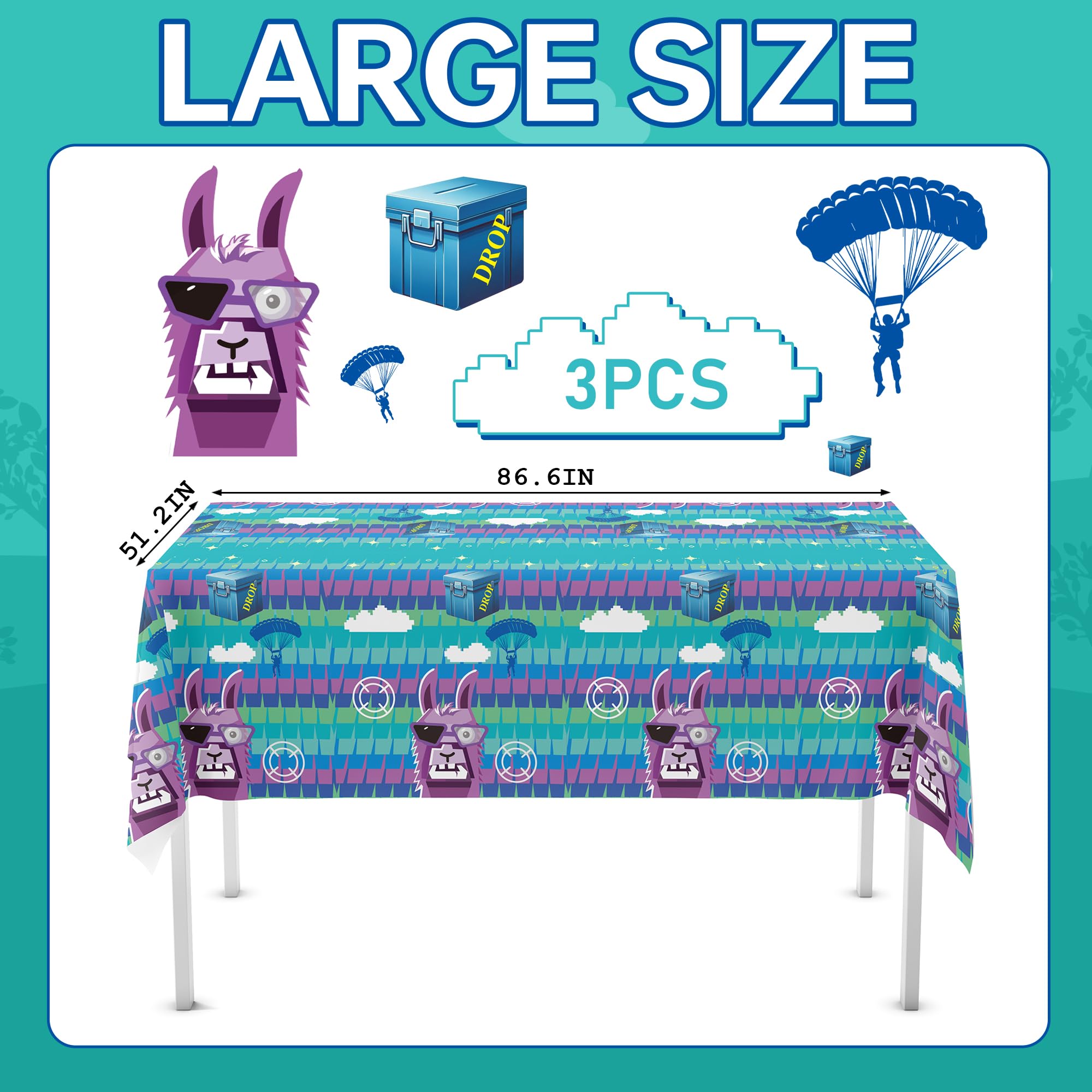 Haxpacal llama game party design featuring blue equipment and clouds for playful ambience.