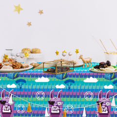 Haxpacal game party table cover protects surfaces from spills and stains.