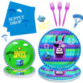 Haxpacal video games llama 9-inch plates for party servings.