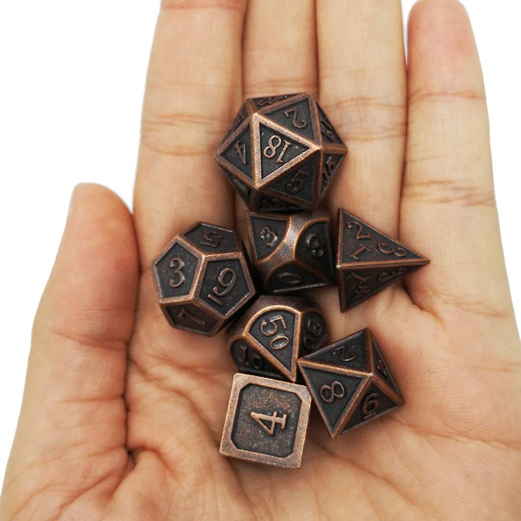 Haxtec antique copper DND D6 dice close-up for classic tabletop rolling