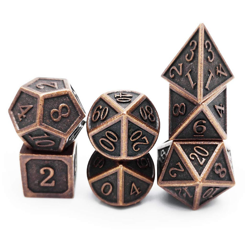 Haxtec antique copper DND D8 dice close-up for quick turns