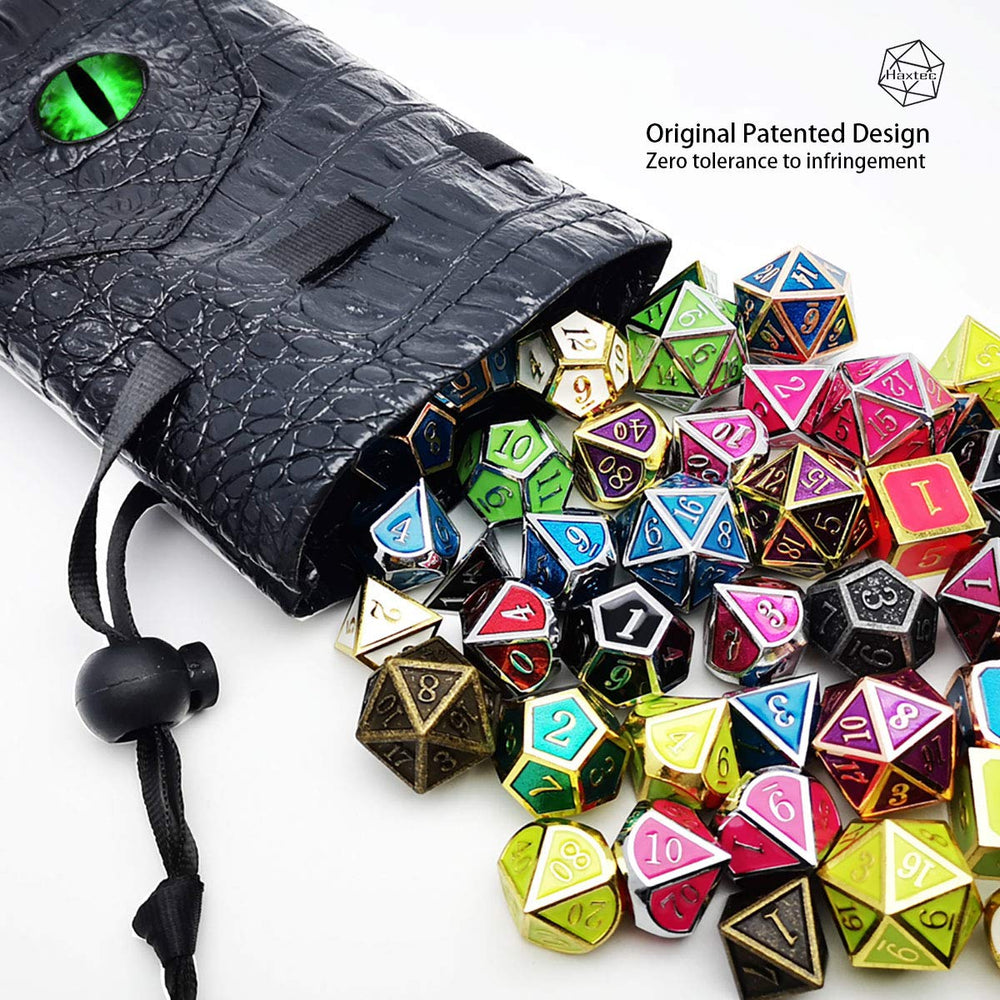 Haxtec dice bag showcases palm-sized travel design for on-the-go gaming.