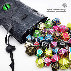 Haxtec dice bag showcases palm-sized travel design for on-the-go gaming.