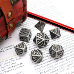Haxtec dice set on table during a Dungeons and Dragons session for easy use.