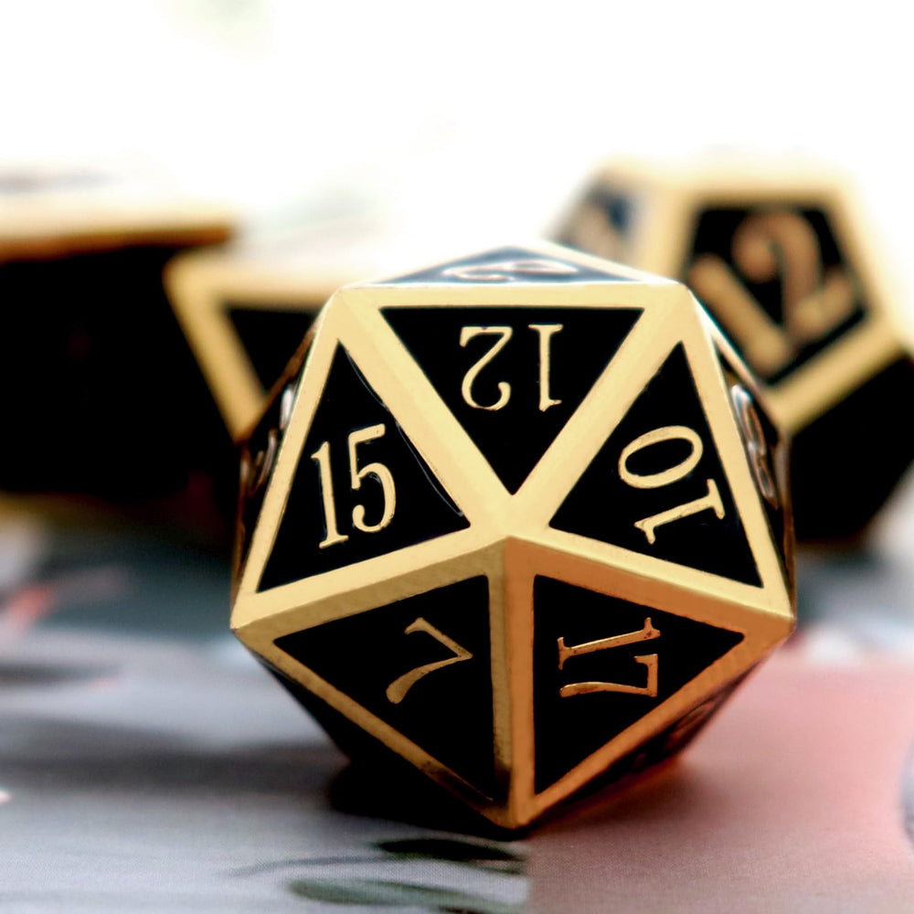 Haxtec DND dice set: D10 (0-9) with black enamel for versatile tabletop sessions