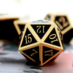Haxtec DND dice set: D10 (0-9) with black enamel for versatile tabletop sessions