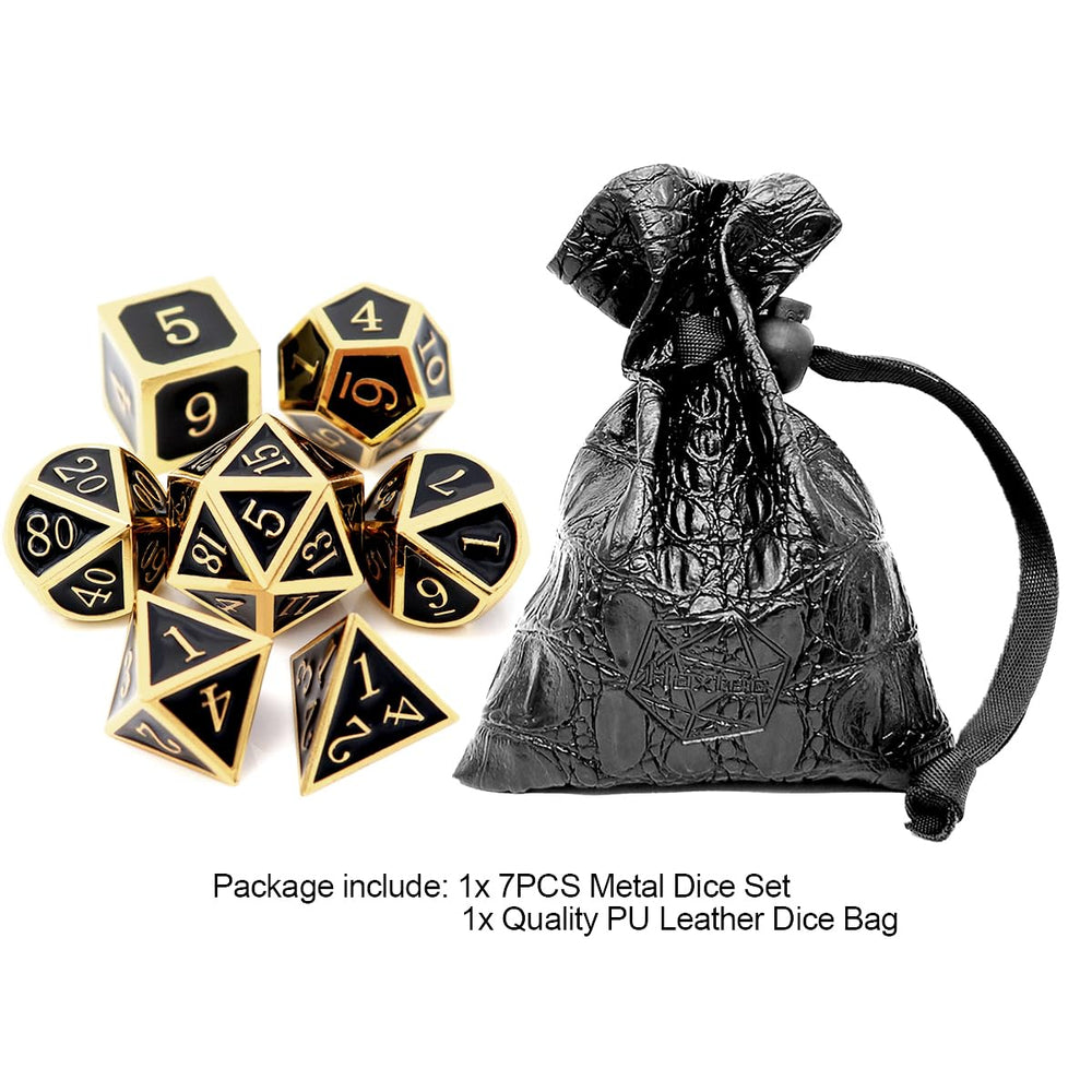 Haxtec DND dice set: gold-edged D12 on black enamel for reliable dice rolls