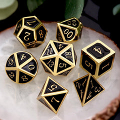 Haxtec DND dice set: D8 with gold edges on black enamel for crisp results