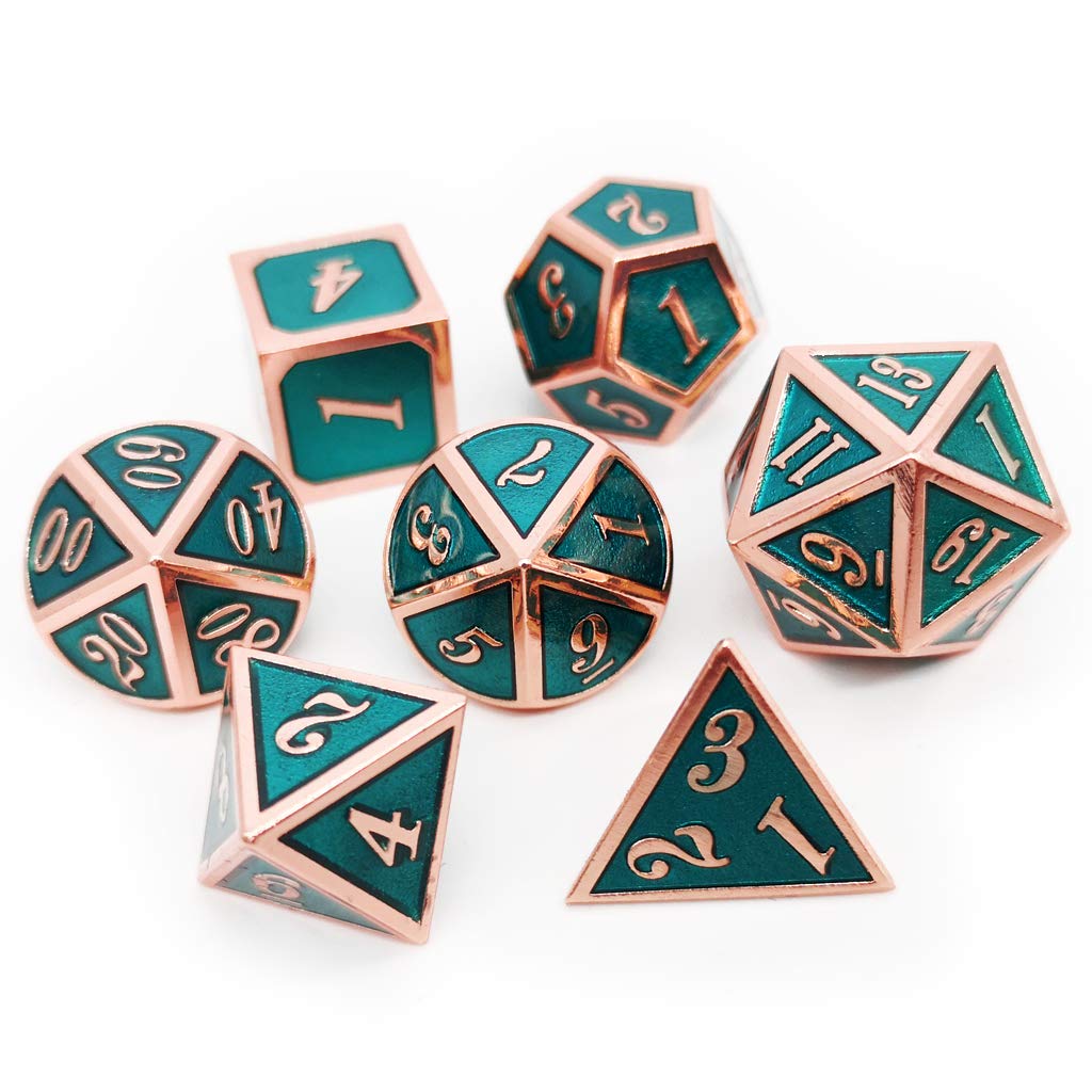 Haxtec DND metal teal d10 dice designed for quick percentile checks.