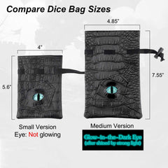 Haxtec Dragon Eye Dice Bag open layout revealing space for multiple dice sets