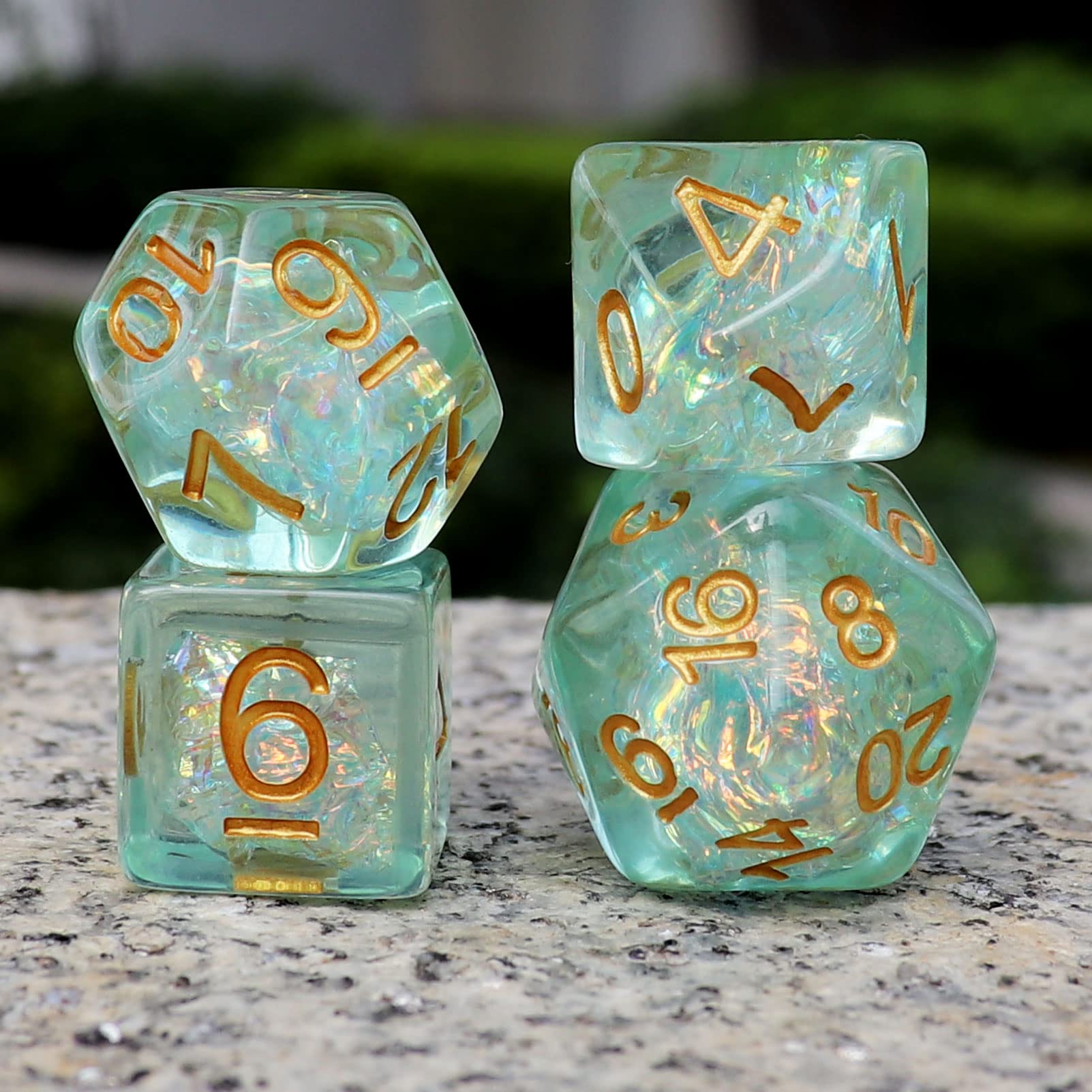 Haxtec Light Green DND D10 0-9 dice with shimmering film for quick rolls