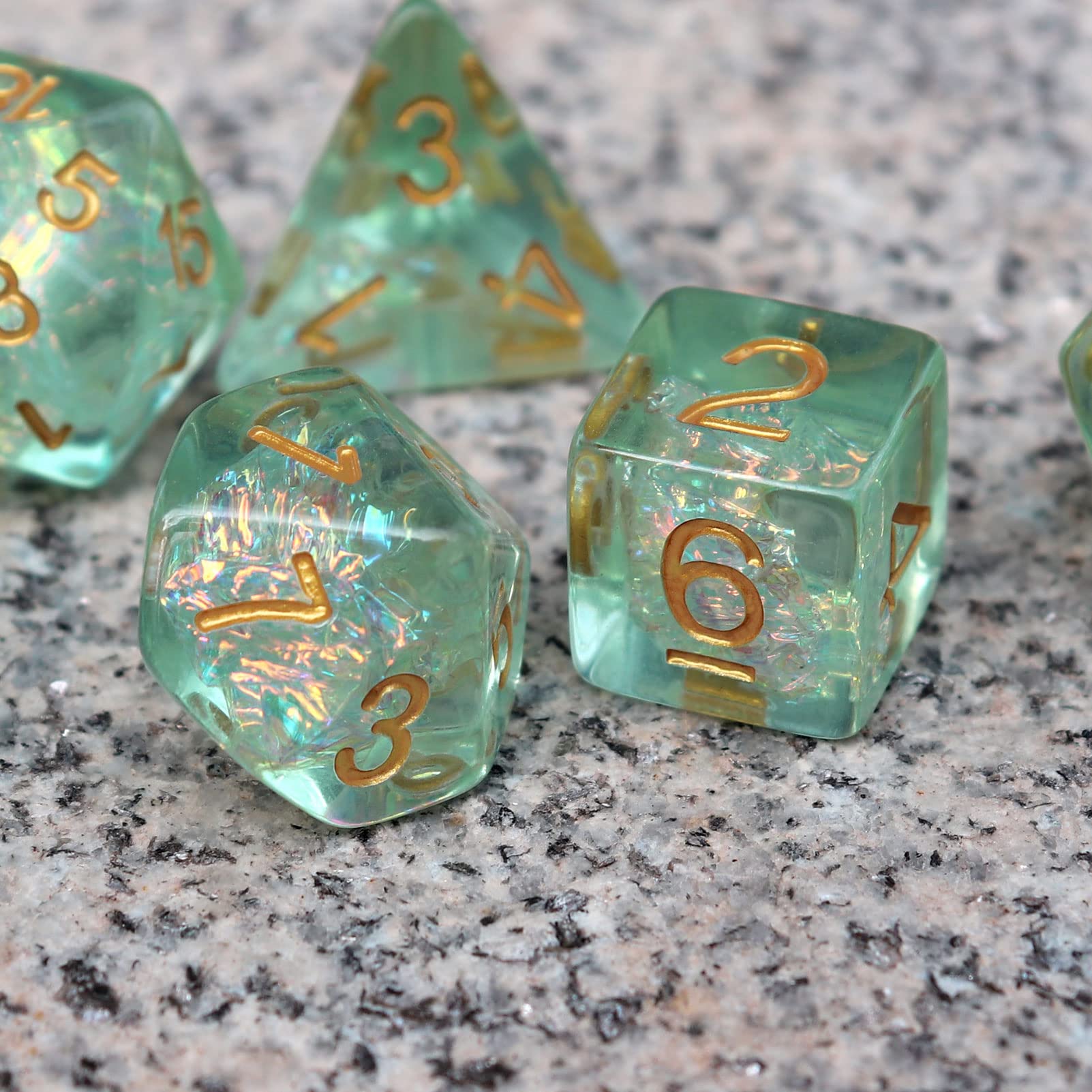 Haxtec Light Green DND D10 00-90 dice with iridescence for critical checks