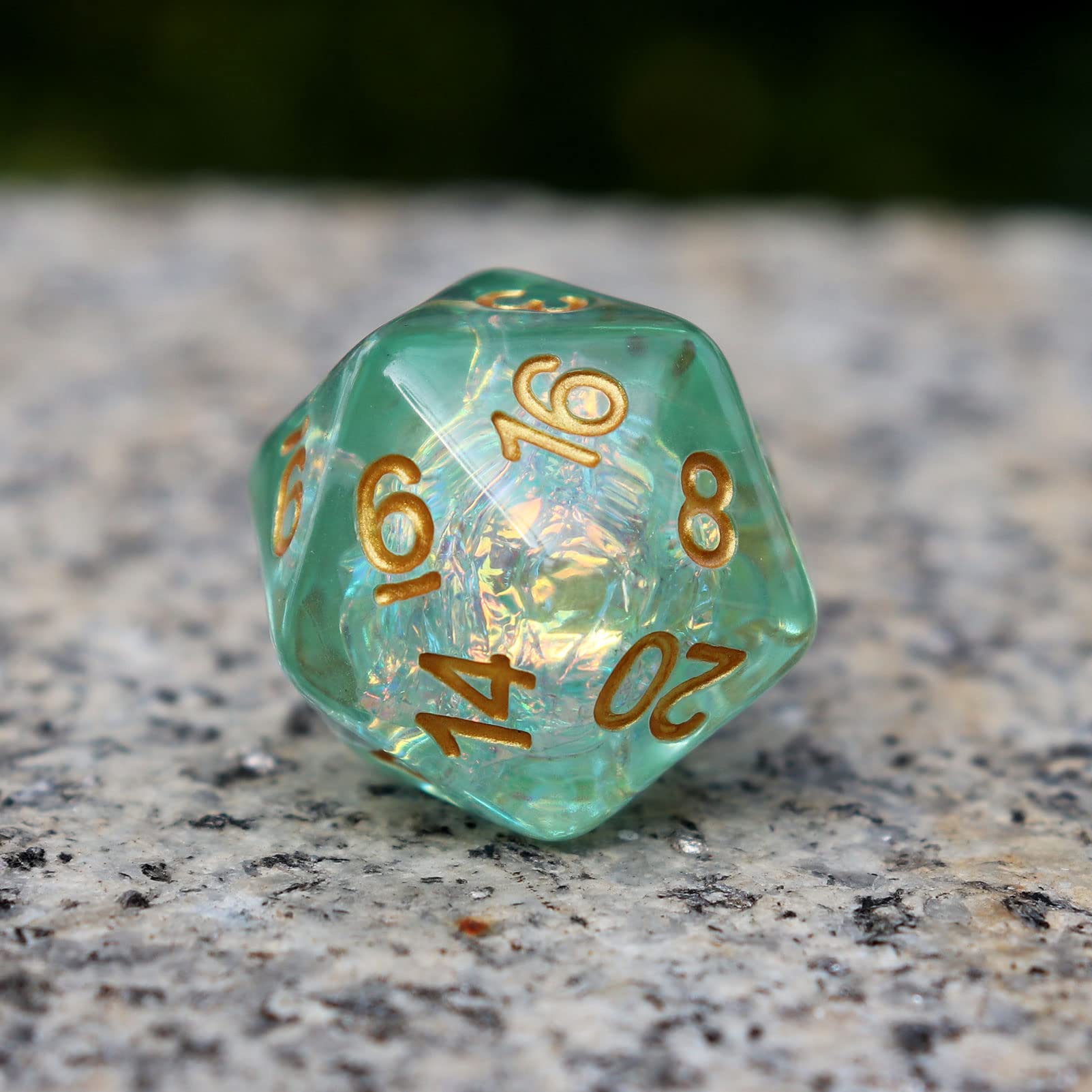 Haxtec Light Green DND D8 dice with sparkling resin for RPG campaigns