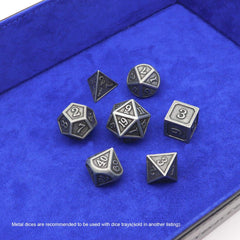 Haxtec metal dice packaging illustrates a ready for display presentation.