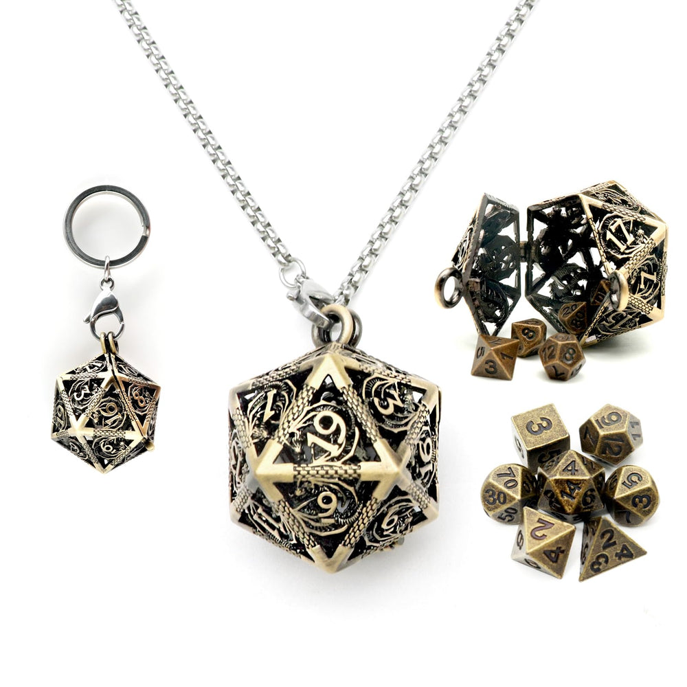 Haxtec mini DND dice on a necklace for portable gameplay