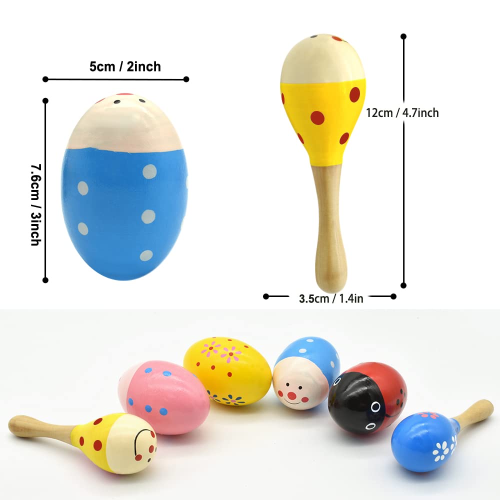 A toddler explores sounds with a Hayder wooden egg shaker in class.