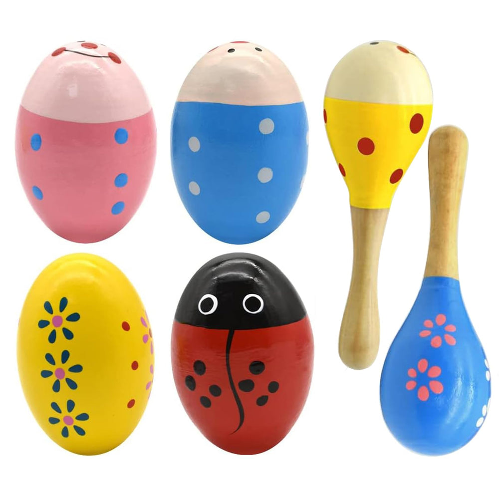 Hayder wooden Easter eggs shaker with colorful patterns for joyful rhythm play.