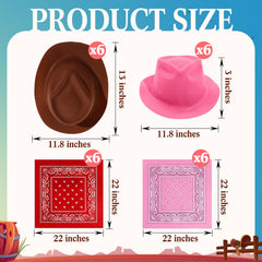 Haysandy pink cowboy hat with pink paisley bandana for party costumes