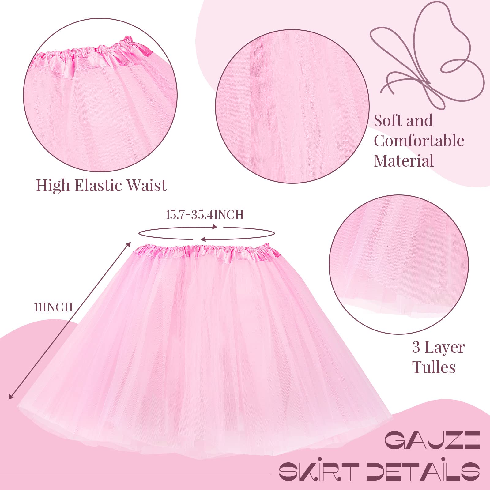 Haysandy pink tutu skirt provides soft, fluffy movement for dance sessions