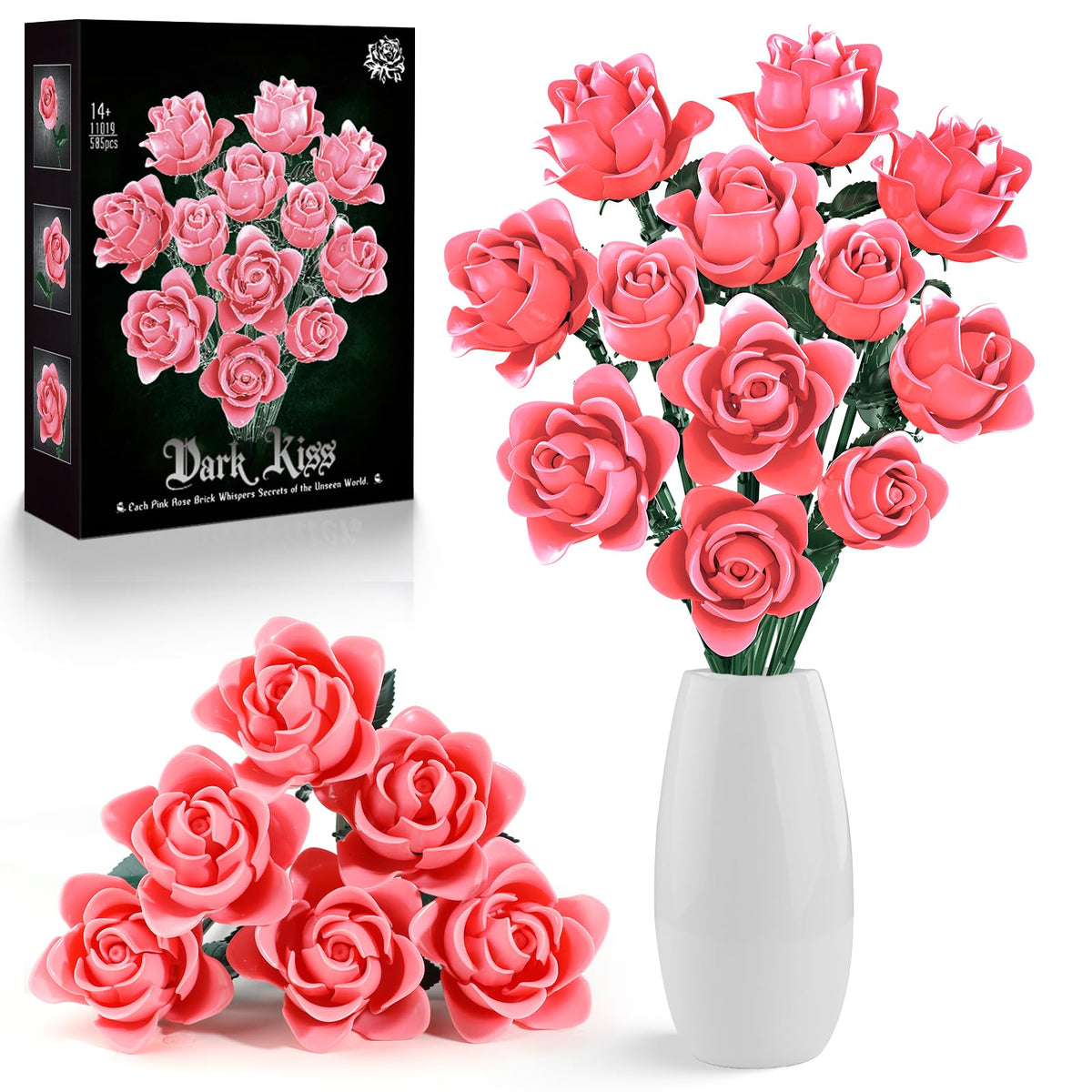 Hayxun 12-pink-roses bouquet build kit for a lasting gift.