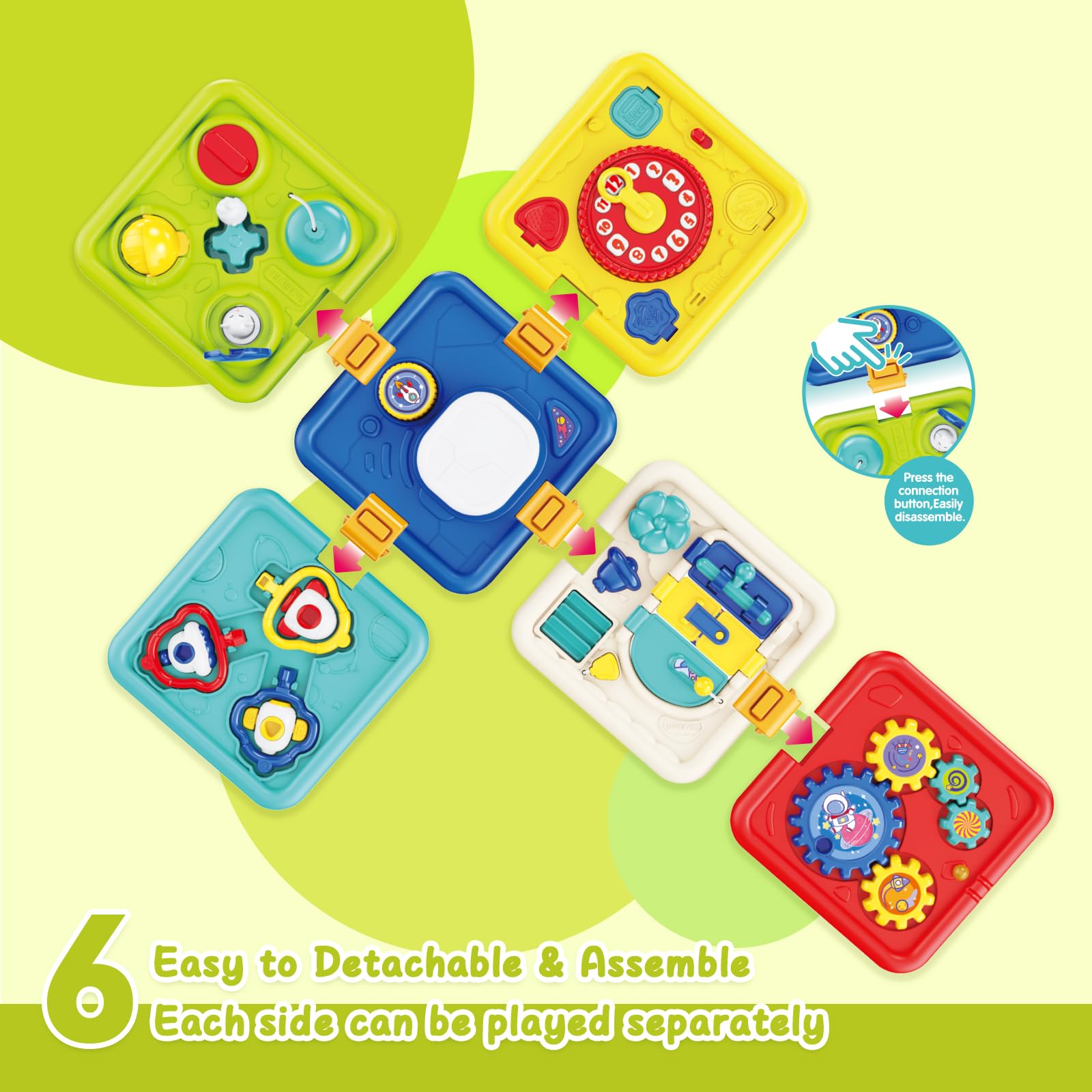 HAYXUN Busy Board shape tiles teach color and shape recognition.