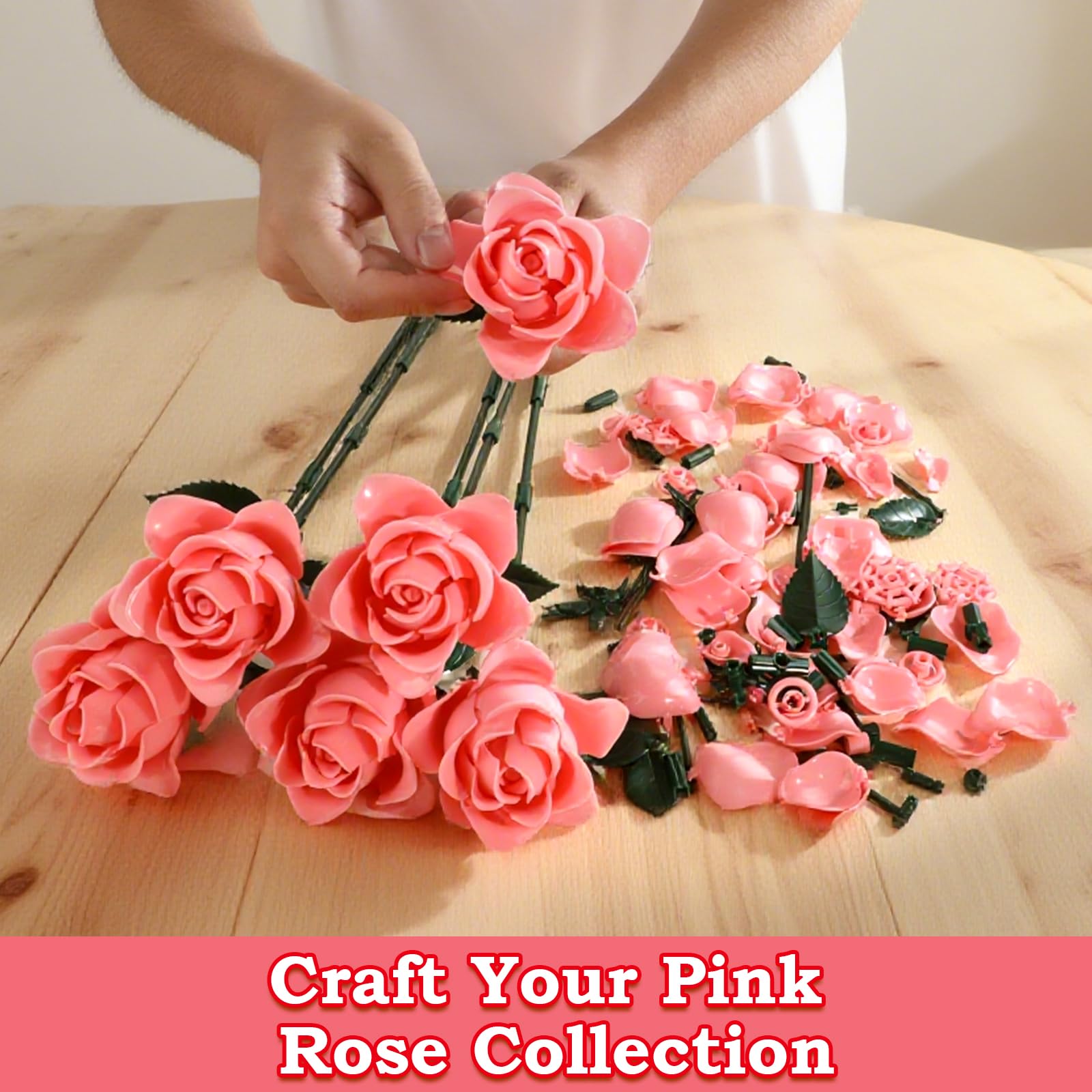 Hayxun pink rose petal detail enhances lifelike bouquet realism.