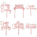 Hazyore Rose Gold Cake Topper set for birthday cakes, reusable and durable.
