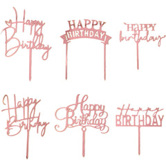 Hazyore Rose Gold Cake Topper set for birthday cakes, reusable and durable.