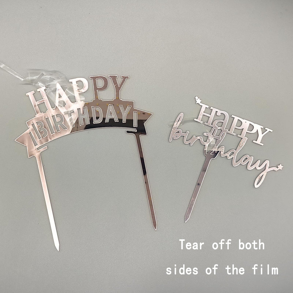 Hazyore Rose Gold Happy Birthday letters topper adds festive shine.