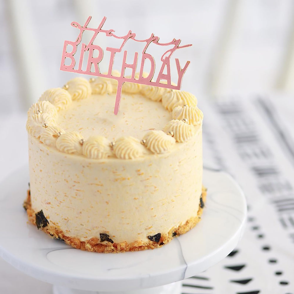 Hazyore rose gold topper fits most cakes with adjustable depth.
