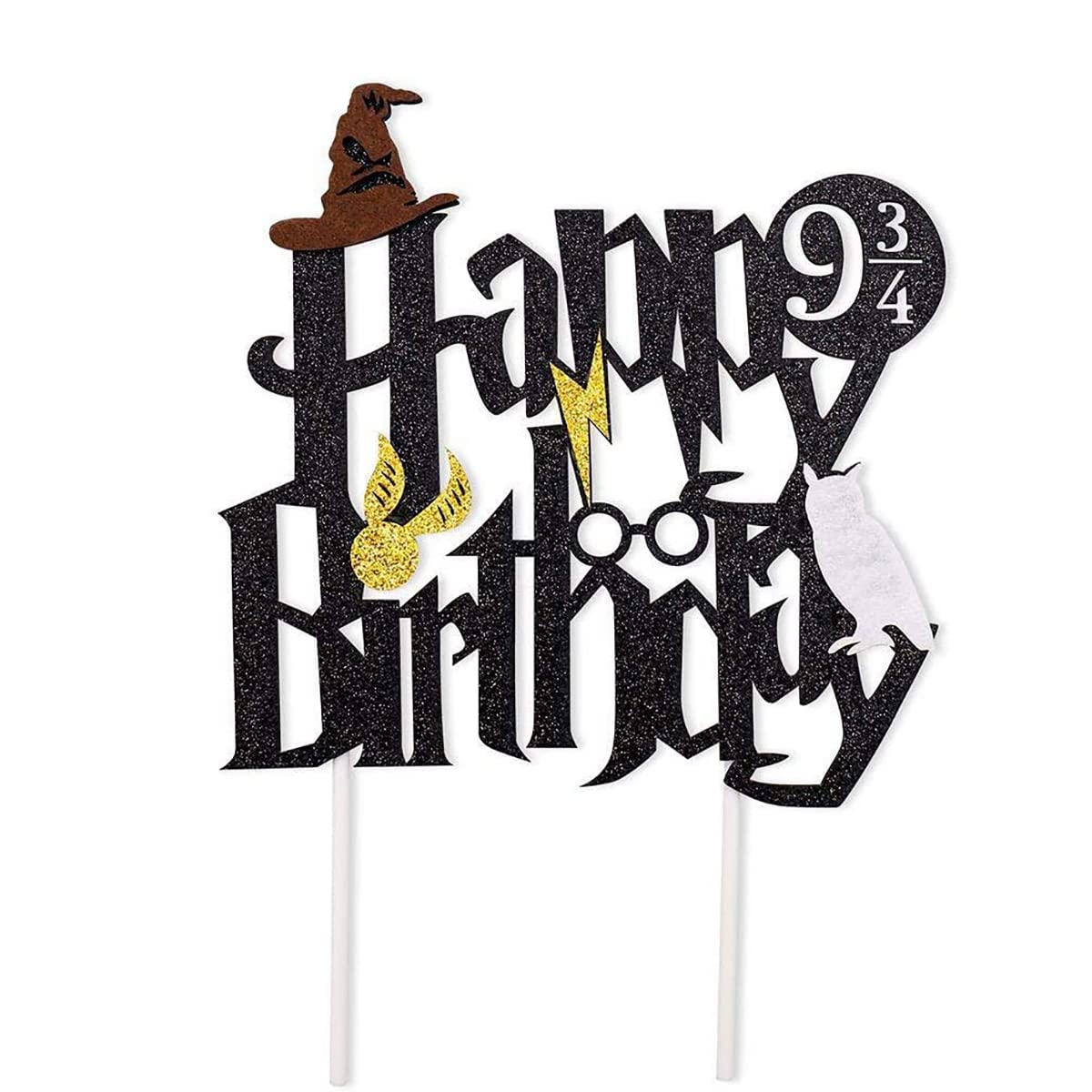 Hazyore wizard-theme cake topper glitter enhances Potter-inspired party decorations on desserts
