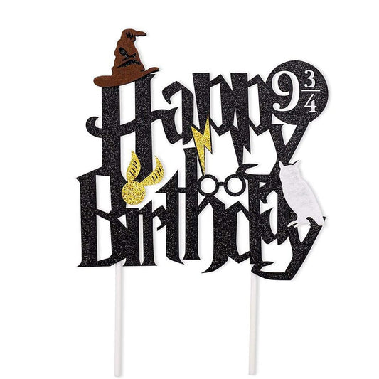 Hazyore wizard-theme cake topper glitter enhances Potter-inspired party decorations on desserts