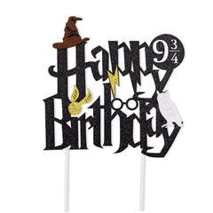 Hazyore wizard-theme cake topper glitter enhances Potter-inspired party decorations on desserts