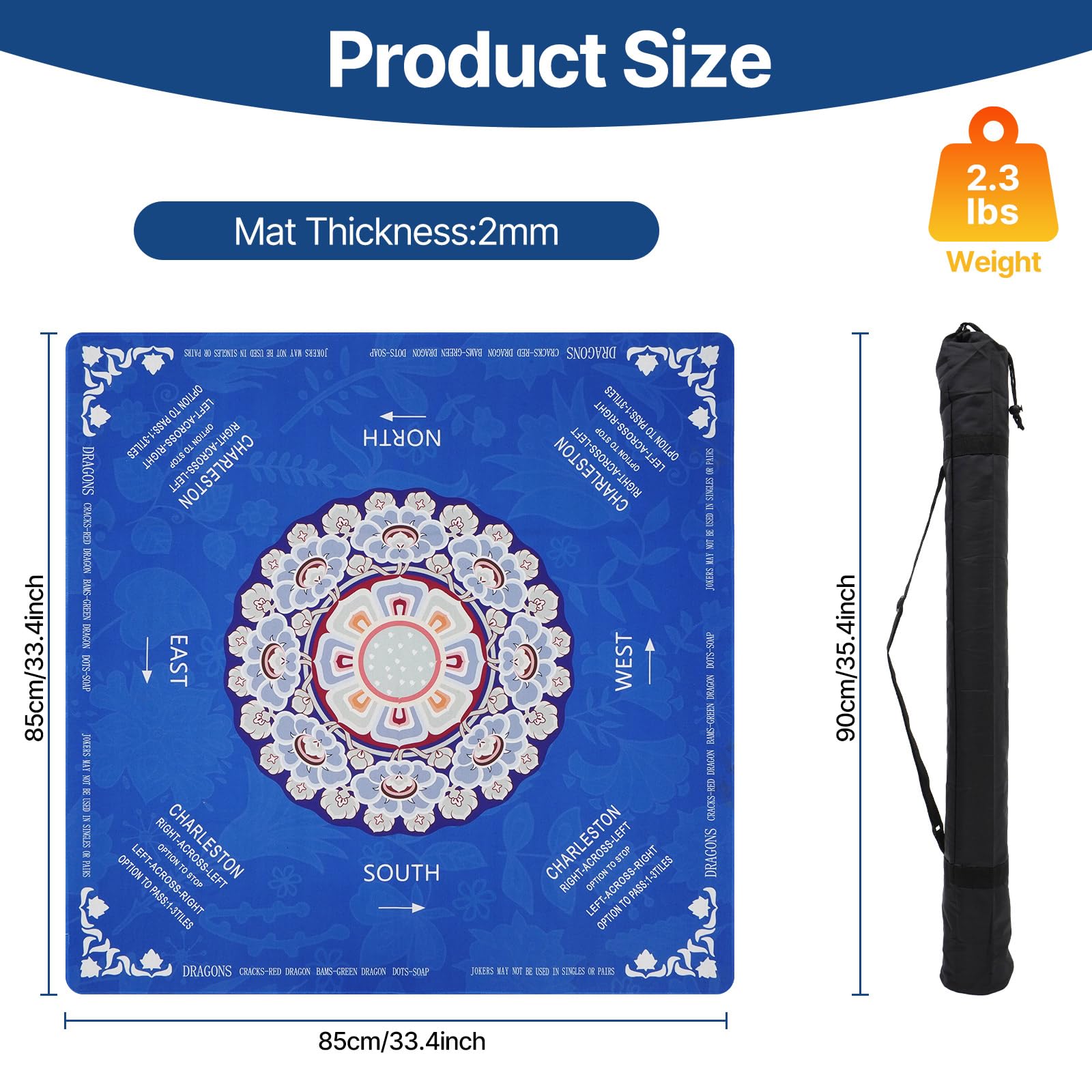 HBLEDOT Mahjong Mat measures 33 by 33 inches for versatile tables.