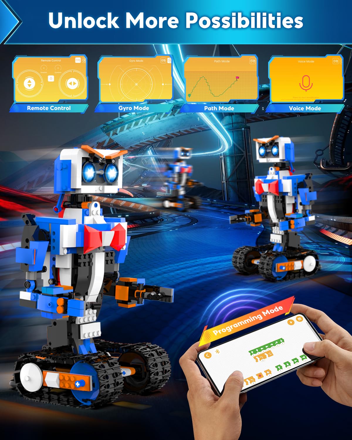 HBUDS robot building kit coding app demonstrates interactive programming for curious minds.