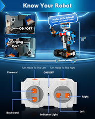 HBUDS robot building kit rechargeable power enables cordless play and longer sessions.