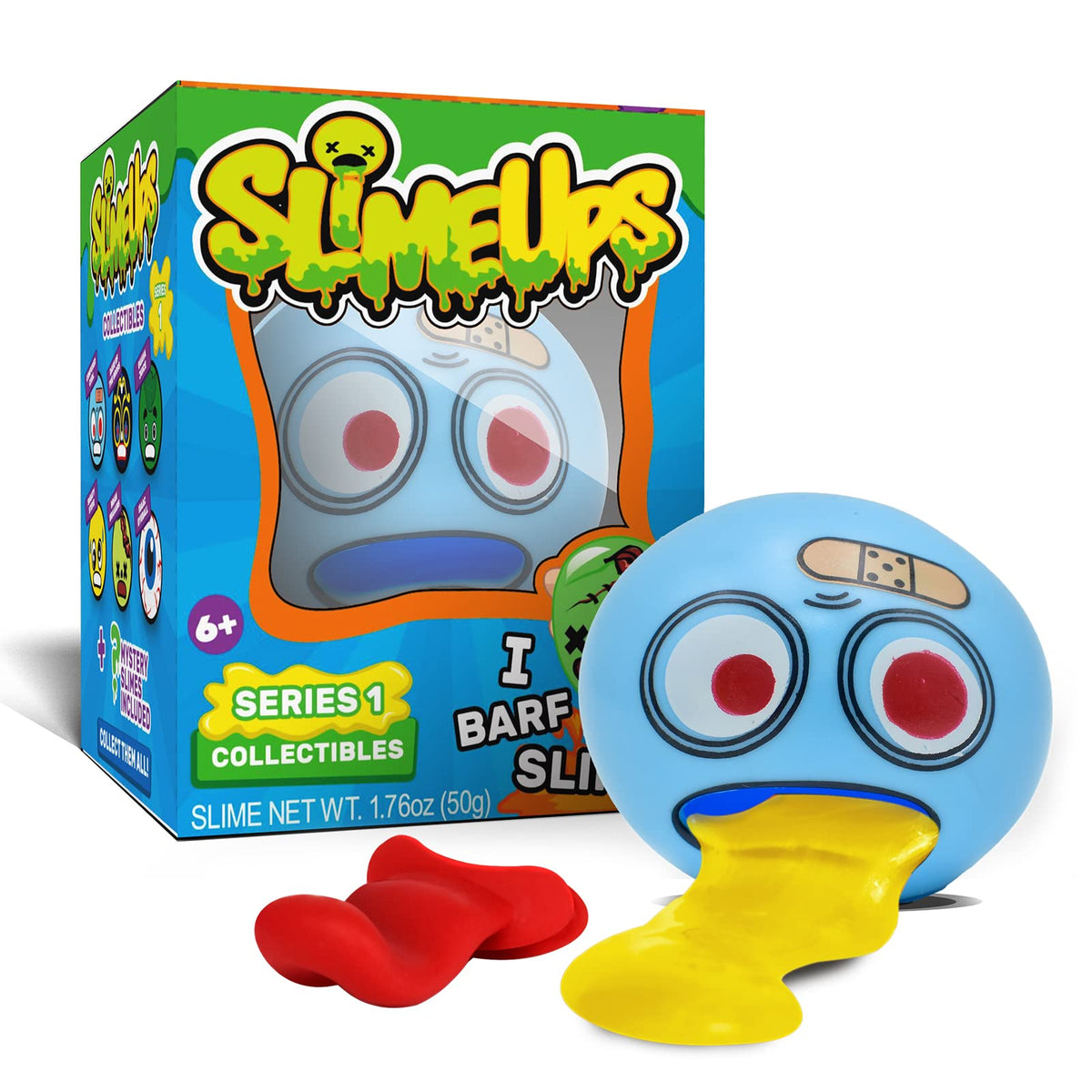 HCengTriz puking egg stress ball—squeezable prank toy with innards for desk fun.