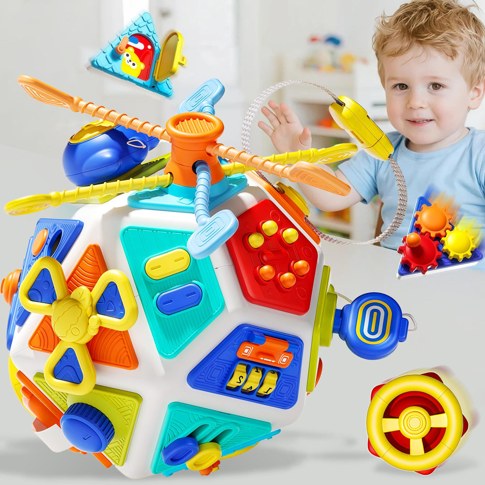HCFJEH 22-in-1 Busy Board gear spinning for tactile stimulation and long-lasting focus.
