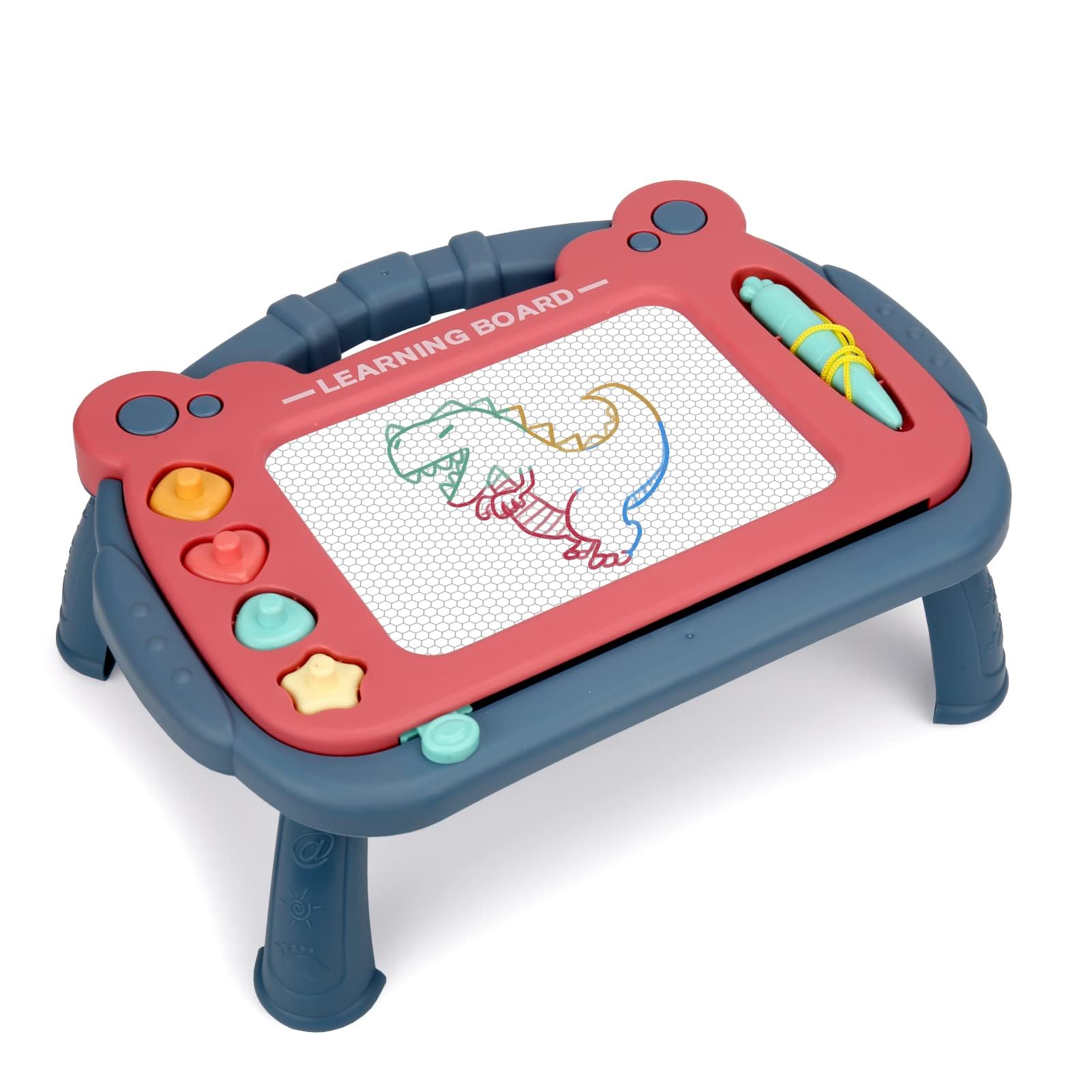 HCFJEH magnetic drawing board blue front view for mess-free doodling.