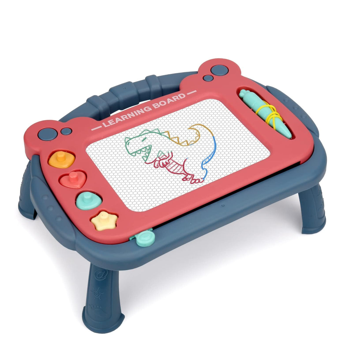 HCFJEH magnetic drawing board blue front view for mess-free doodling.