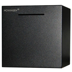 HCHANGEN Piggy Bank in black stainless steel resting on a desk for secure savings