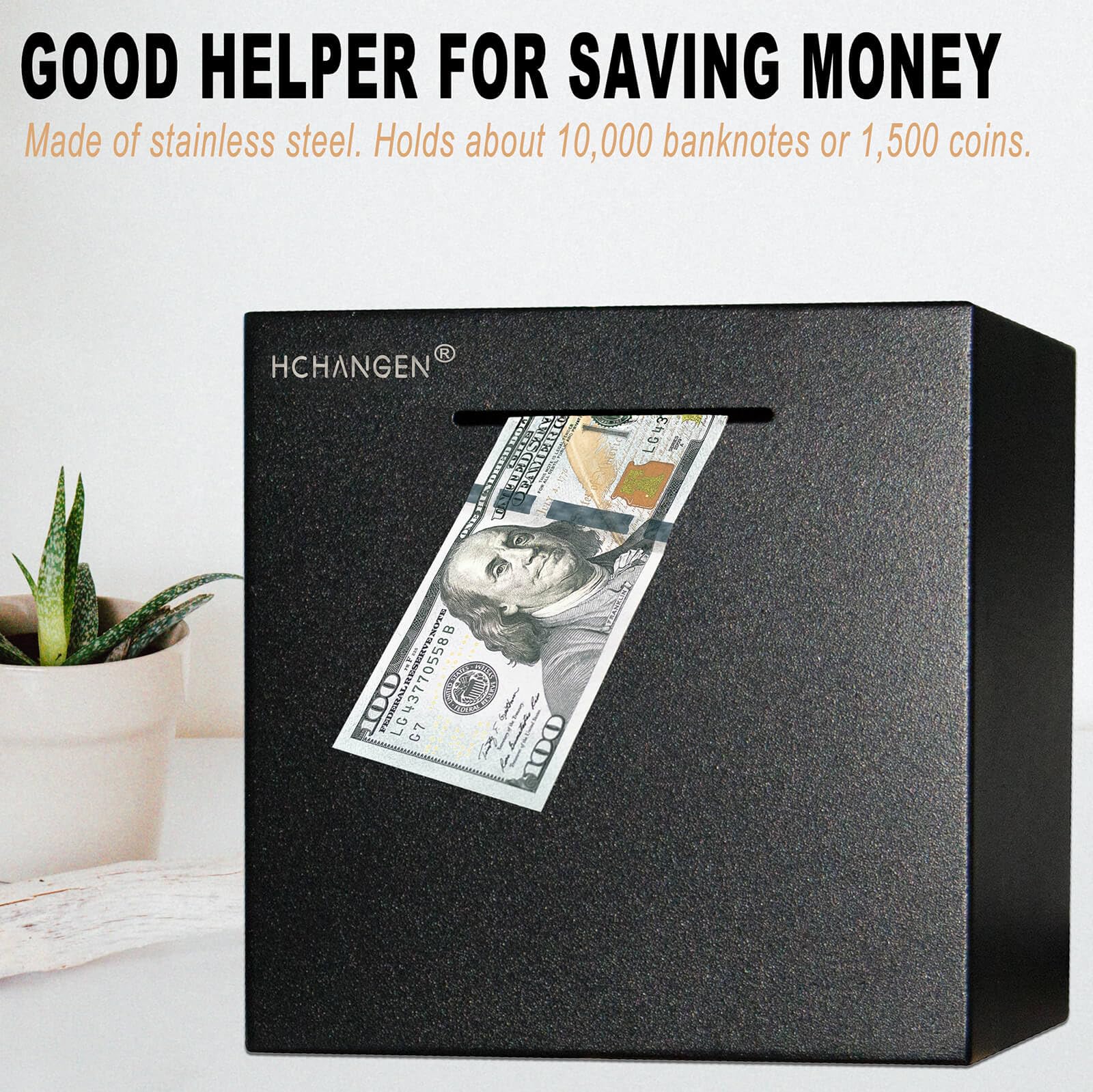HCHANGEN pink piggy bank front view highlighting colorful savings option for adults or kids