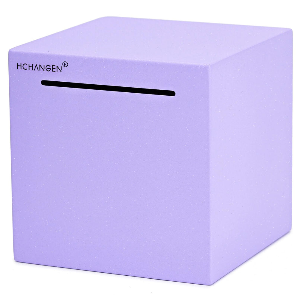 HCHANGEN piggy bank purple close-up of brushed metal finish highlighting durability for long-term savings.